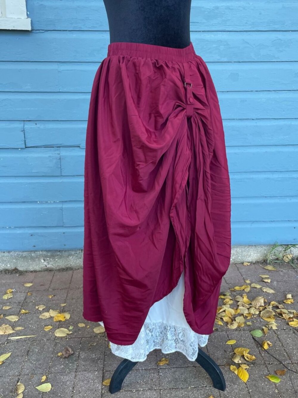 Scarlet Darkness Maxi Skirt Layered Pick Up Burgundy Goth Pirate Halloween S